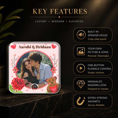Personalized Musical Fridge Magnet with Custom Photo & Favorite Song Rechargeable Music Player Refrigerator Magnet Gift for Couples, Anniversary, Wedding, Valentine's Day, Birthday